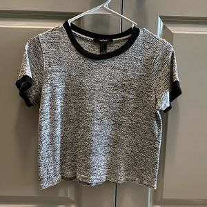 Forever 21 brand gray and black cropped t-shirt.